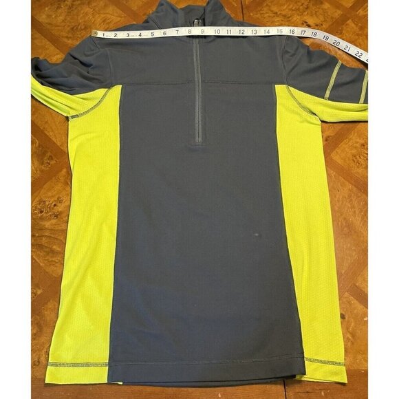 Lululemon Pullover 1/4 Zip Long Sleeve Mock Neck Men Shirt Sz S Gray Neon Yellow - Picture 6 of 7